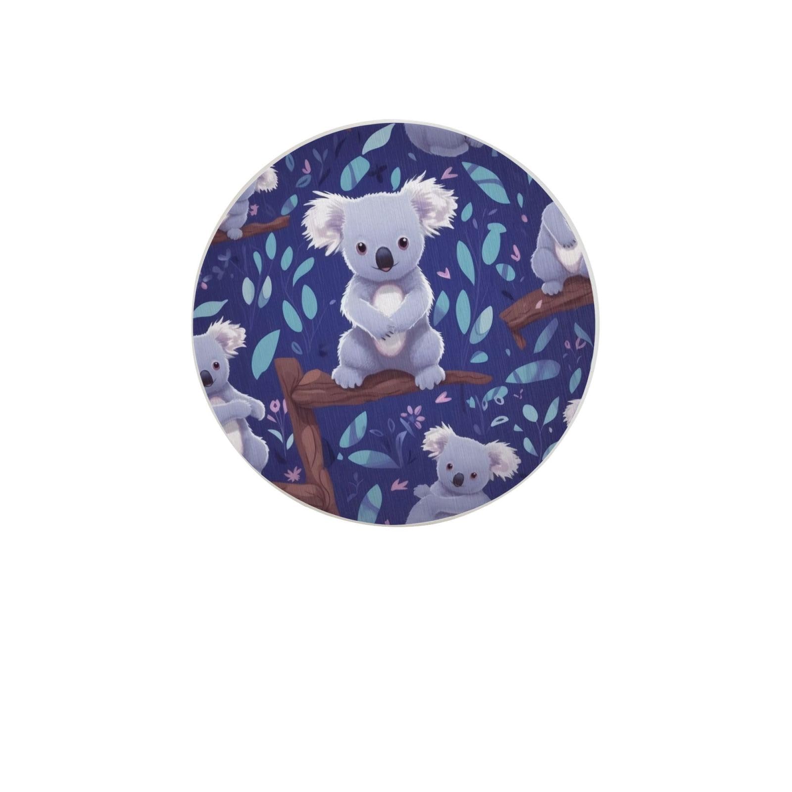 Lovely Koala Absorbent Drink Coasters Diatomaceous Round Coaster 4 Inch Reusable Cup Coasters Set 4pc