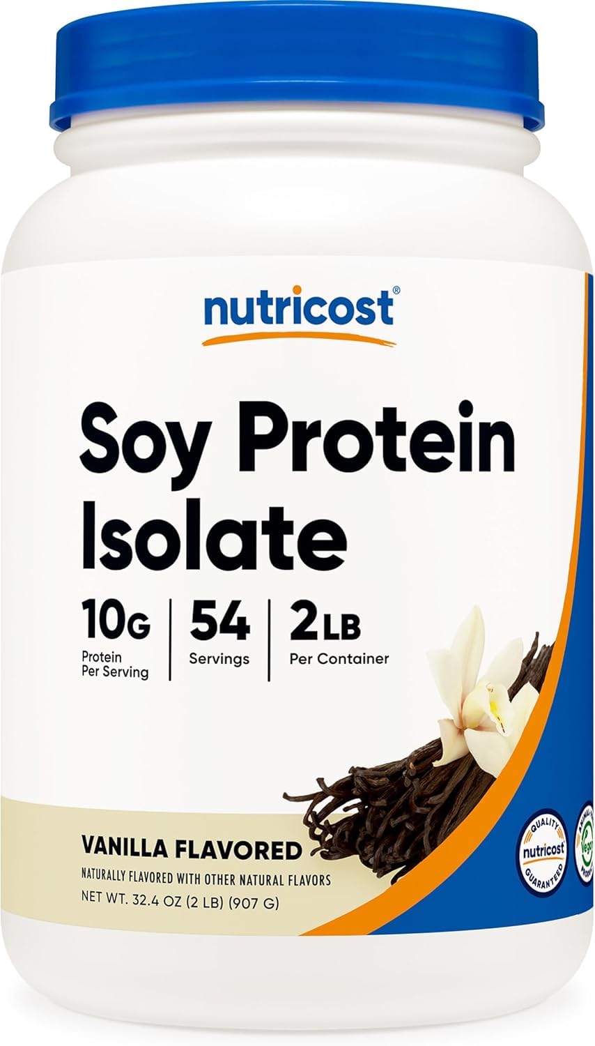 Nutricost Soy Protein Powder, 2 LB Vanilla, 10 Grams of Protein Per Serving, Vegetarian, Non-GMO & Gluten Free