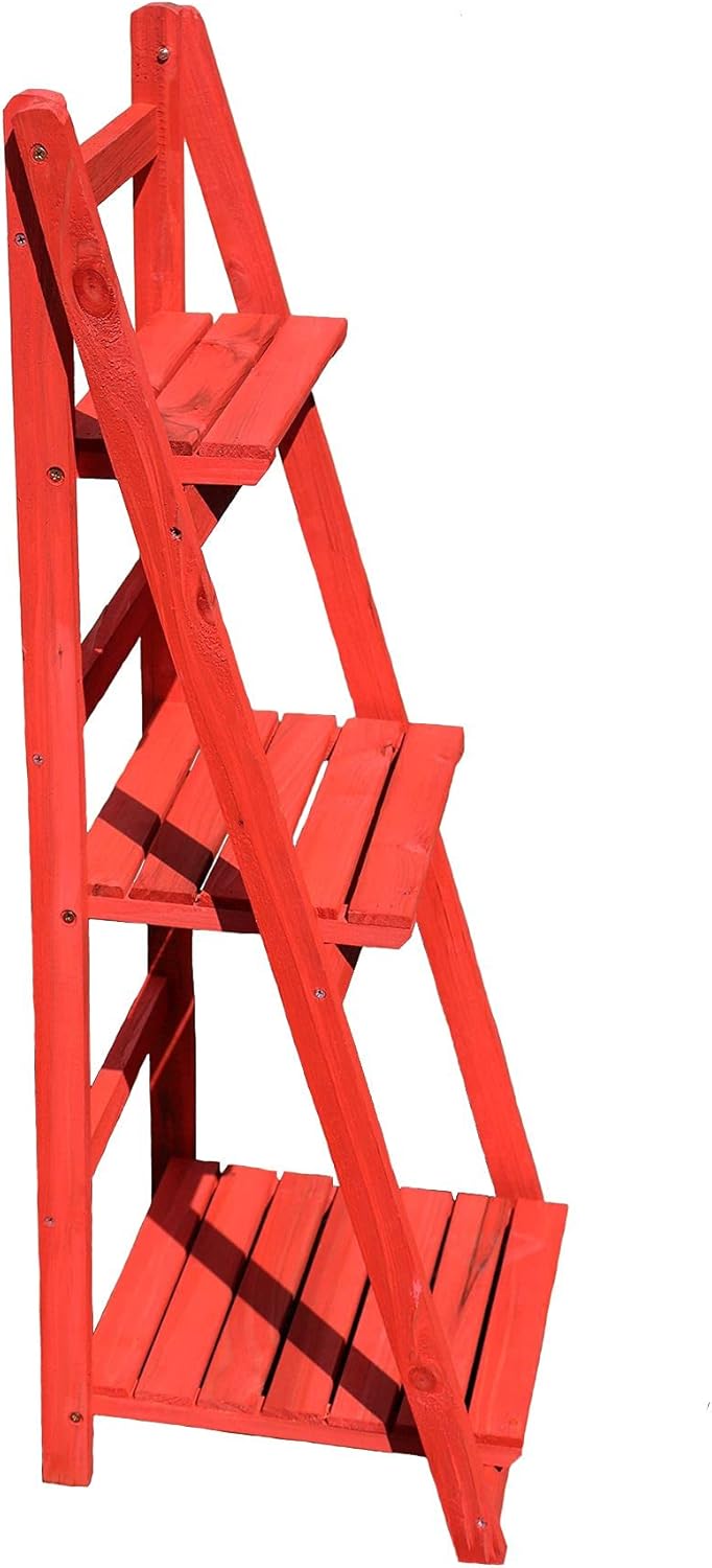 3 Shelf Tier Wooden Garden Planter Plant Display Rack Holder Flowers Herbs 2pc