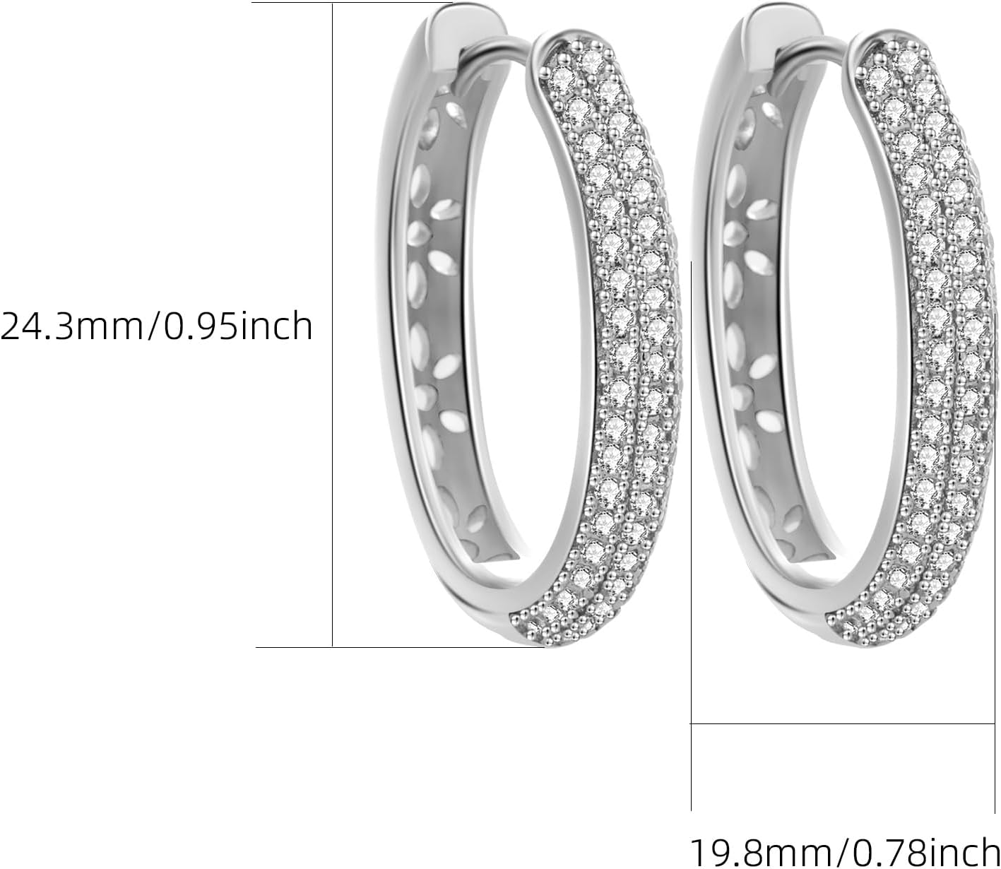 Pave Cubic Zirconia Huggie Hoop Earrings for Women | Sparkling Full Eternity CZ 925 Sterling Silver Earrings, Secure Prong Setting, Luxurious Gift for Her, Wife, Girlfriend, Valentine‘s Day, Anniversary