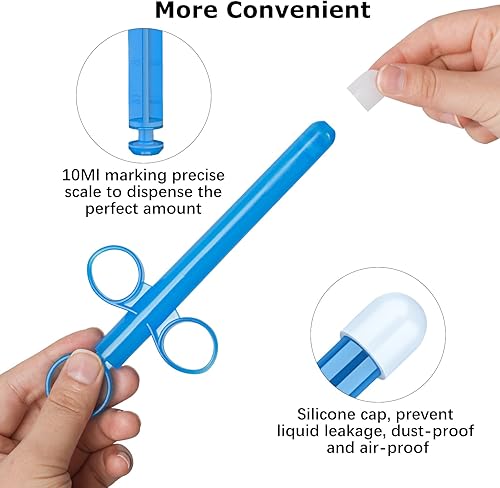 Miniatura 3 de Inyectores aplicadores de lubricante con escalas precisas de 10 ml, paquete de 3 aplicadores de lubricante anal de 16,5 cm para sexo seguro,
