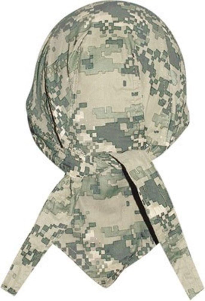 Danbanna Deluxe ACU Digital Camo Pixelated Camoflauge Olive Drab Khaki Tan Bandana Headwrap Headscarf Adjustable Cap Hat with Terry Cloth Sweatband By Capsmith