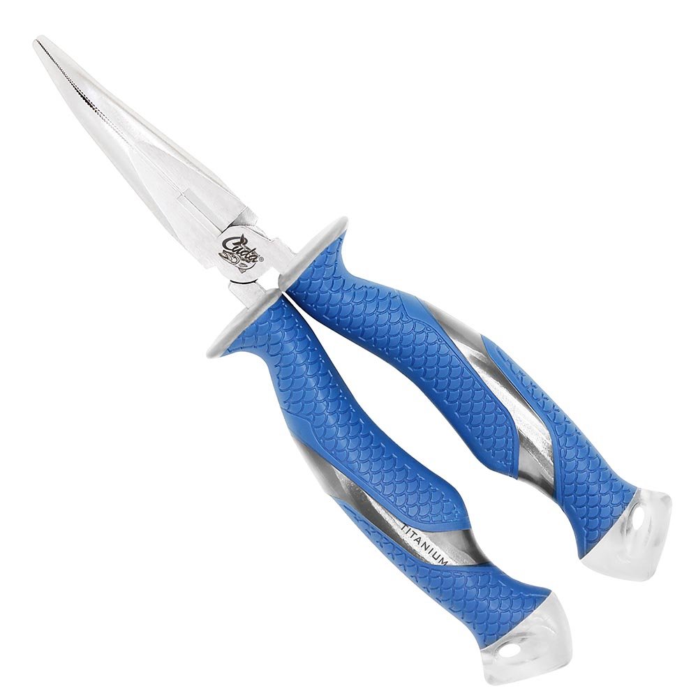 Cuda Brand Fishing Products, Titanium Bonded Pliers, 8.5" Bent Needle Nose, Blue (18829)