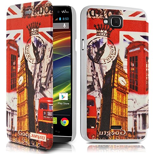 Seluxion - Coque Housse Etui à Motif ZA03 Rabat latéral et Porte-Carte pour Wiko Slide + Film de Protection
