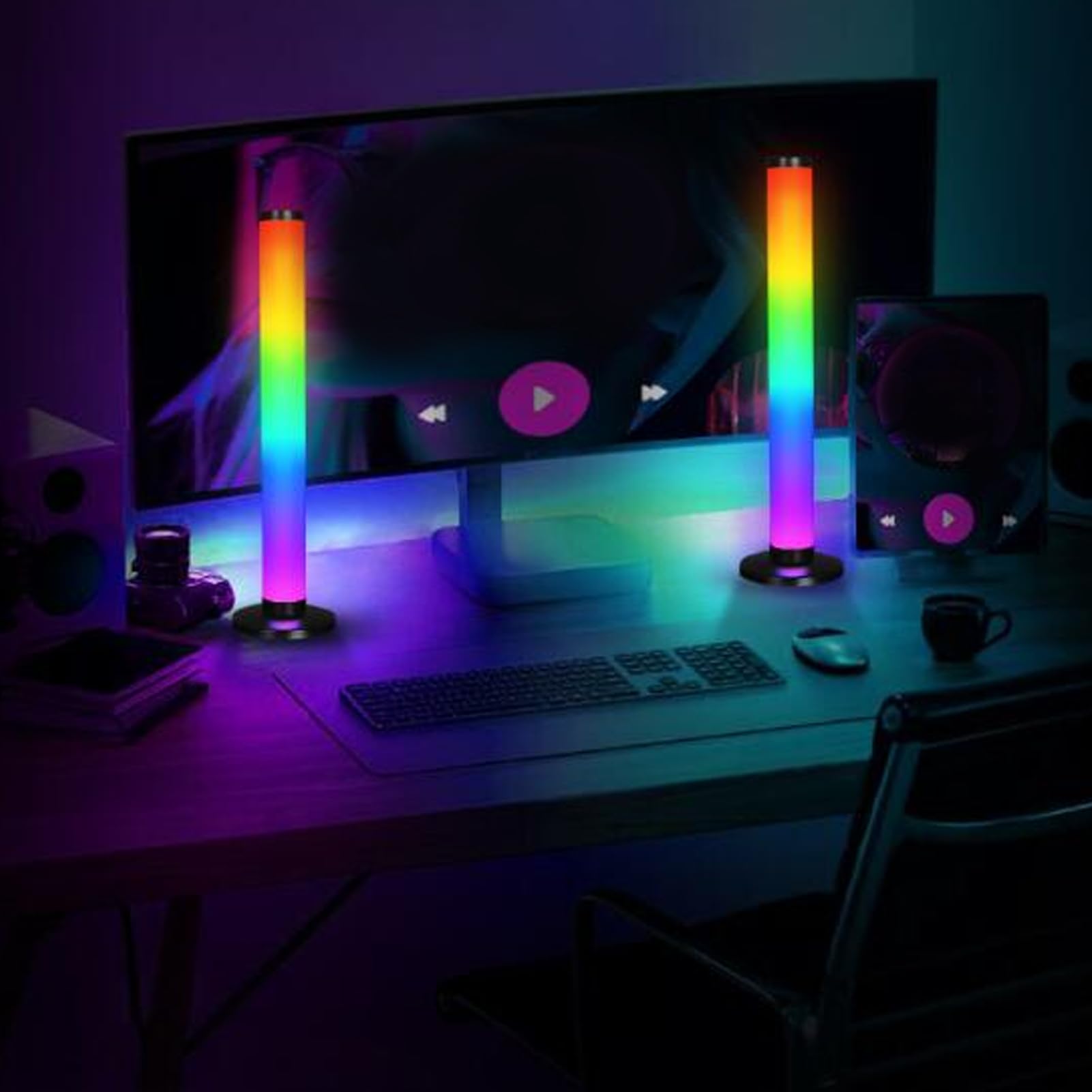 Barra de Luz LED Inteligente, Barras de Luces LED RGB de Sincronización de Música, Iluminación Ambiental Alimentada por USB, Retroiluminación de TV para Juegos que Cambia de