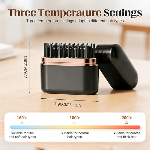 Miniatura 7 de Mini alisadora de pelo, cepillo alisador de pelo inalámbrico portátil para mujeres, último 1 hora recargable por USB mini alisadores con 3 ajustes