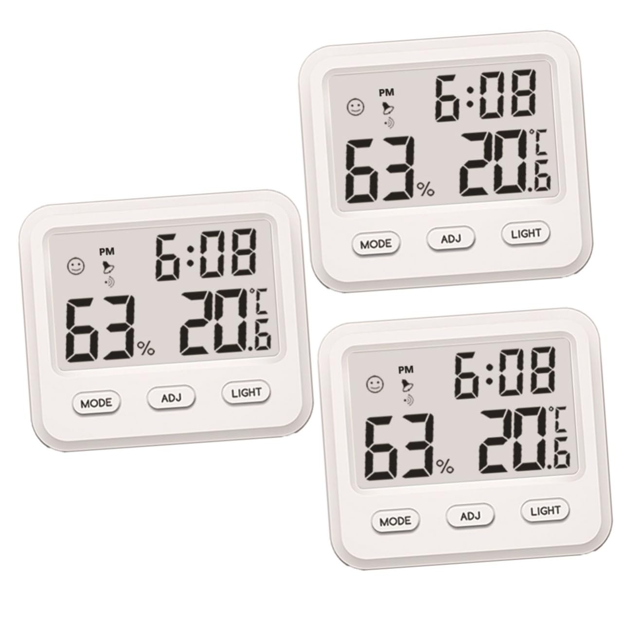 Kisangel 3 Higrómetros Digitales para de Bebé con Temperatura para El Hogar La Oficina Y El Interior con Reloj.