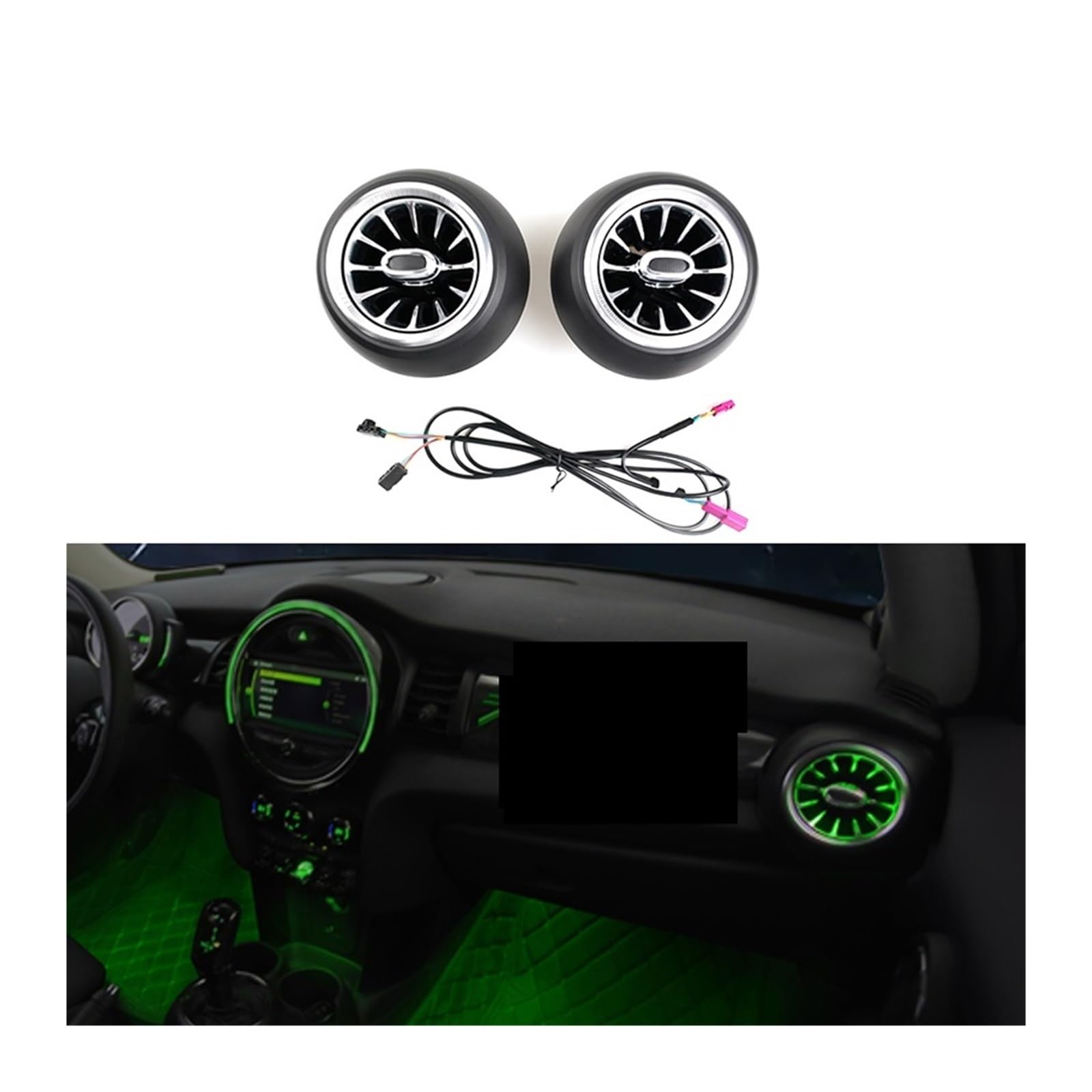 XCZPRKMXY 12-Color LED Car Air Vent Turbine Outlet Nozzle Luminous Ambient Light Atmosphere Neon Lamp Compatible with Mini Coopers 2018-2021(Set 2)