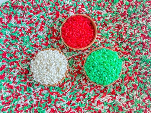 Image of Sensory Bin Filler for Sensory Table - Colored Rice for Sensory Play (Christmas RGW)