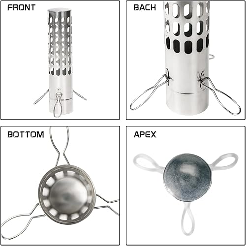 Miniatura 5 de FIREHIKING Spark Arrestor - Tubo de estufa de 2.36 pulgadas con cuerda de viento de clavo de tierra, mosquetón y tapa de lluvia para chimenea Negro