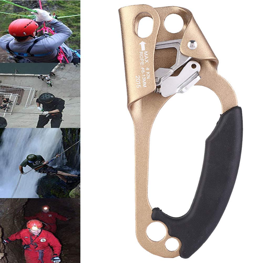 para Elevador de Rescate de Escalada Profesional, construcción de aleación de Aluminio y magnesio, Compatible con Cuerdas de 8-13 mm, fácil operación y Agarre Fuerte, (Color Titanio Claro)