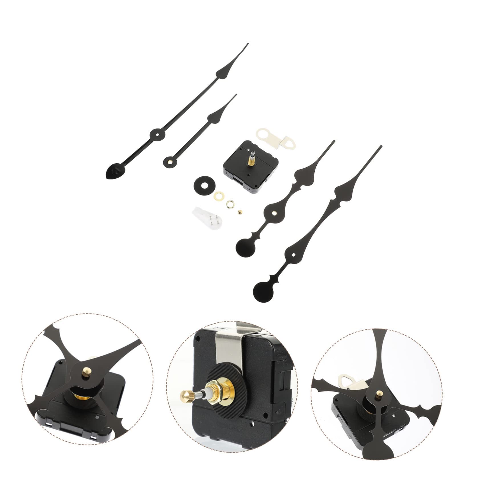 Angoily 3 Sätze Uhrzeiger Nachttischwecker Outdoor-Uhren Uhrenmotoren Zahlen mechanische Uhr Tag uhrenzeiger Quarzuhrwerk austauschbare Uhrwerke austauschbare Uhrteile Plastik Black
