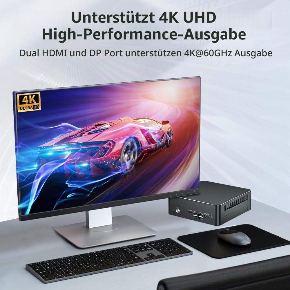 Thdeukoty Mini PC mit Core i9-9880H 2,3 bis zu 4,8GHz, 64G DDR4 1T NVME SSD, Windows 11 Pro Desktop Computer, DP*1, HDMI*2 Unterstützung Triple Display, Optical, Dual 2,5G LAN, WiFi6E/BT5,3,VESA
