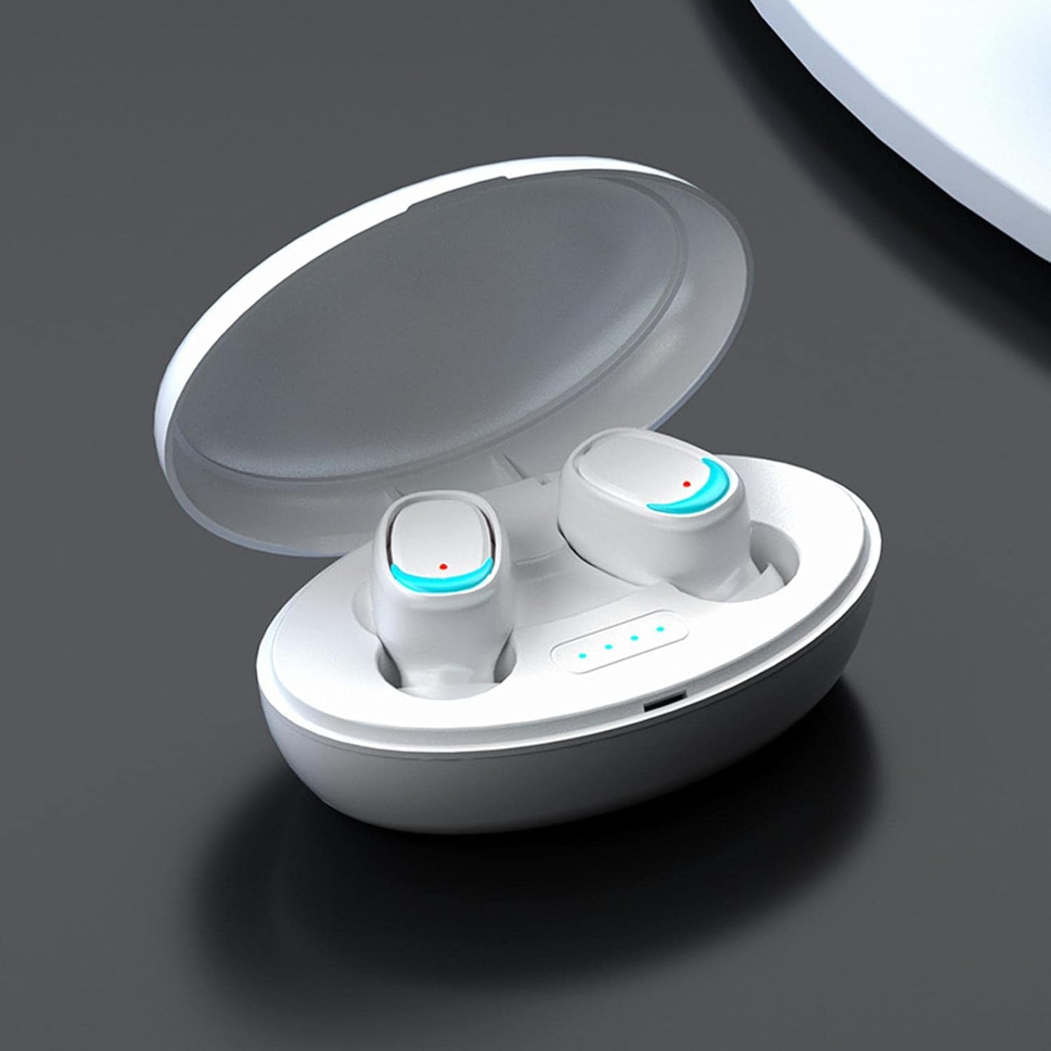 wireless earbuds bluetooth 5 2 headphones with charging case build in mics fingerprint control power display for sportsworking white