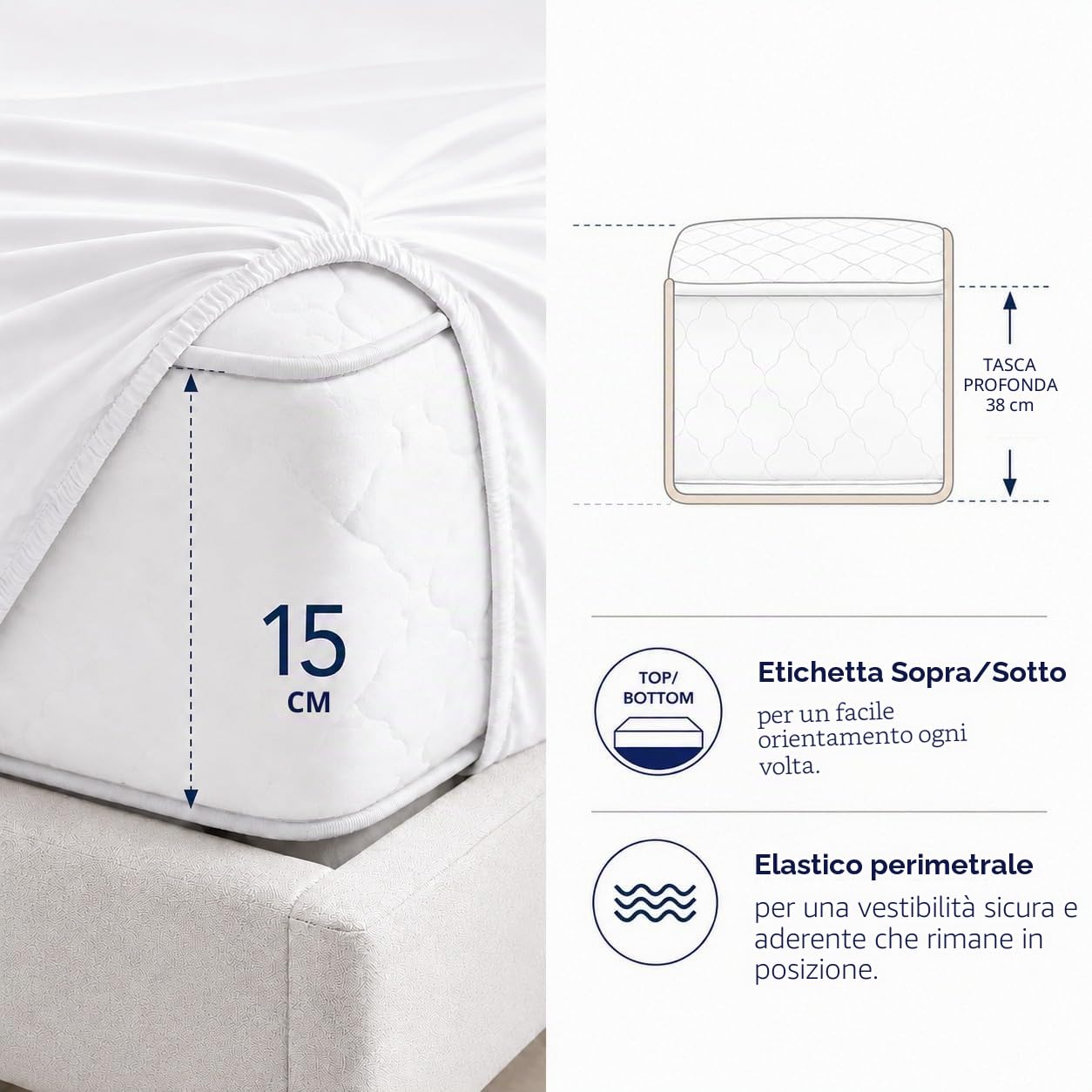 CHATEAU HOME COLLECTION Set di lenzuola per letto matrimoniale, in cotone egiziano a 800 fili, con tasca profonda, colore bianco