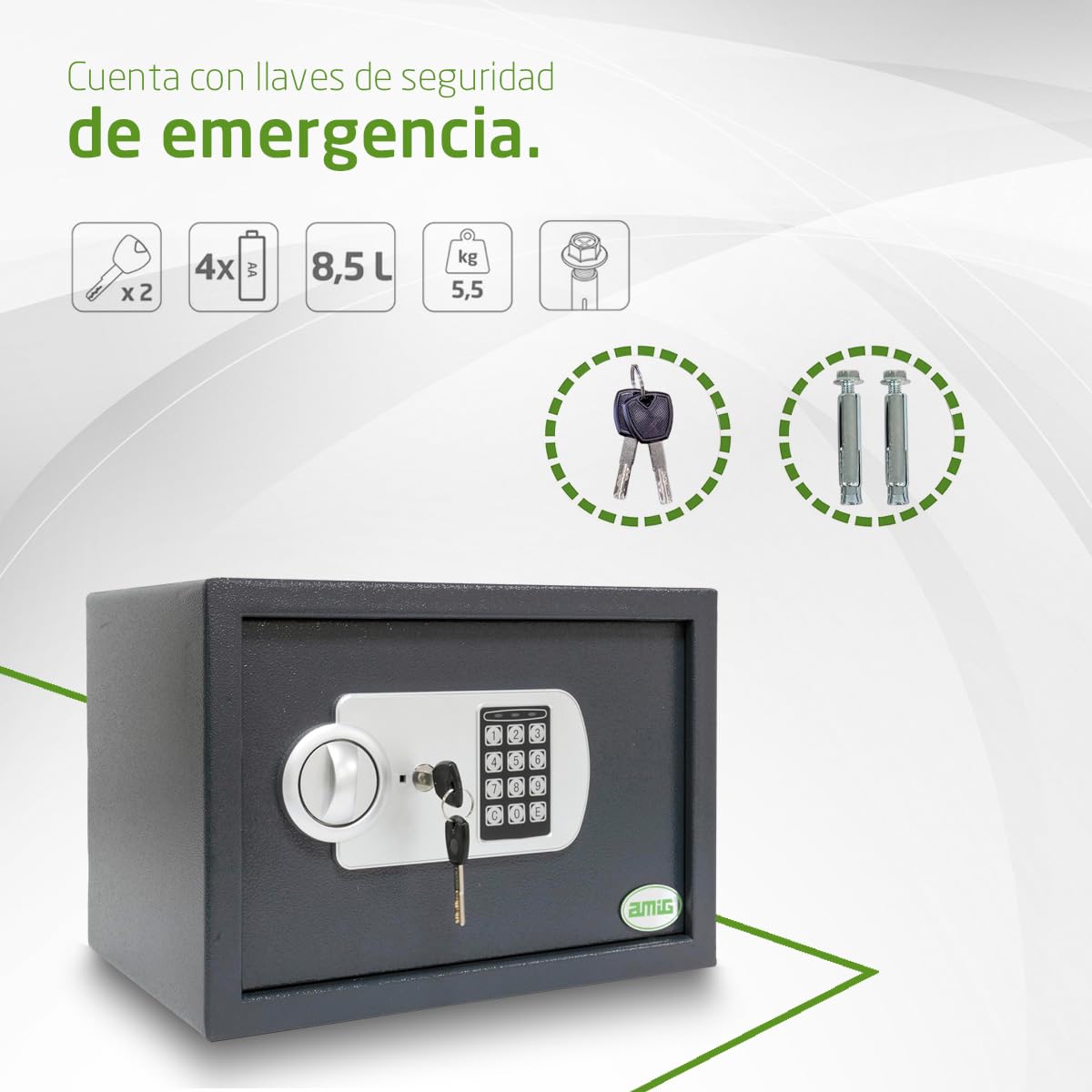 Amig - Caja Fuerte con Código - Caja de Seguridad de Sobreponer - Acero - Camuflada - Ideal para Casa - Protección de Dinero y Joyas de valor - 31 x 20 x 20 cm