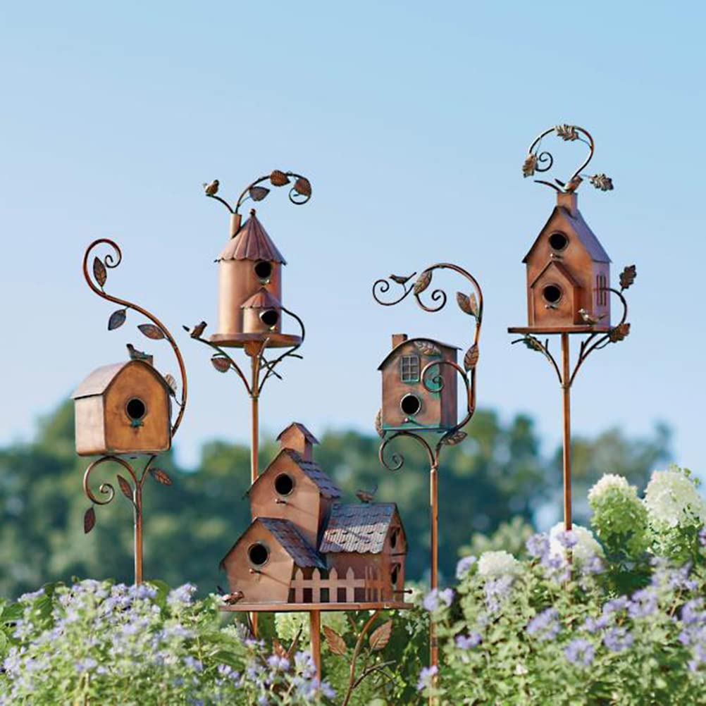 GOLTMANN® Ædel, casetta per uccelli con supporto, resistente alle intemperie, con supporto in acciaio inossidabile, in piedi, perfetta come decorazione da giardino, terrazze o balcone