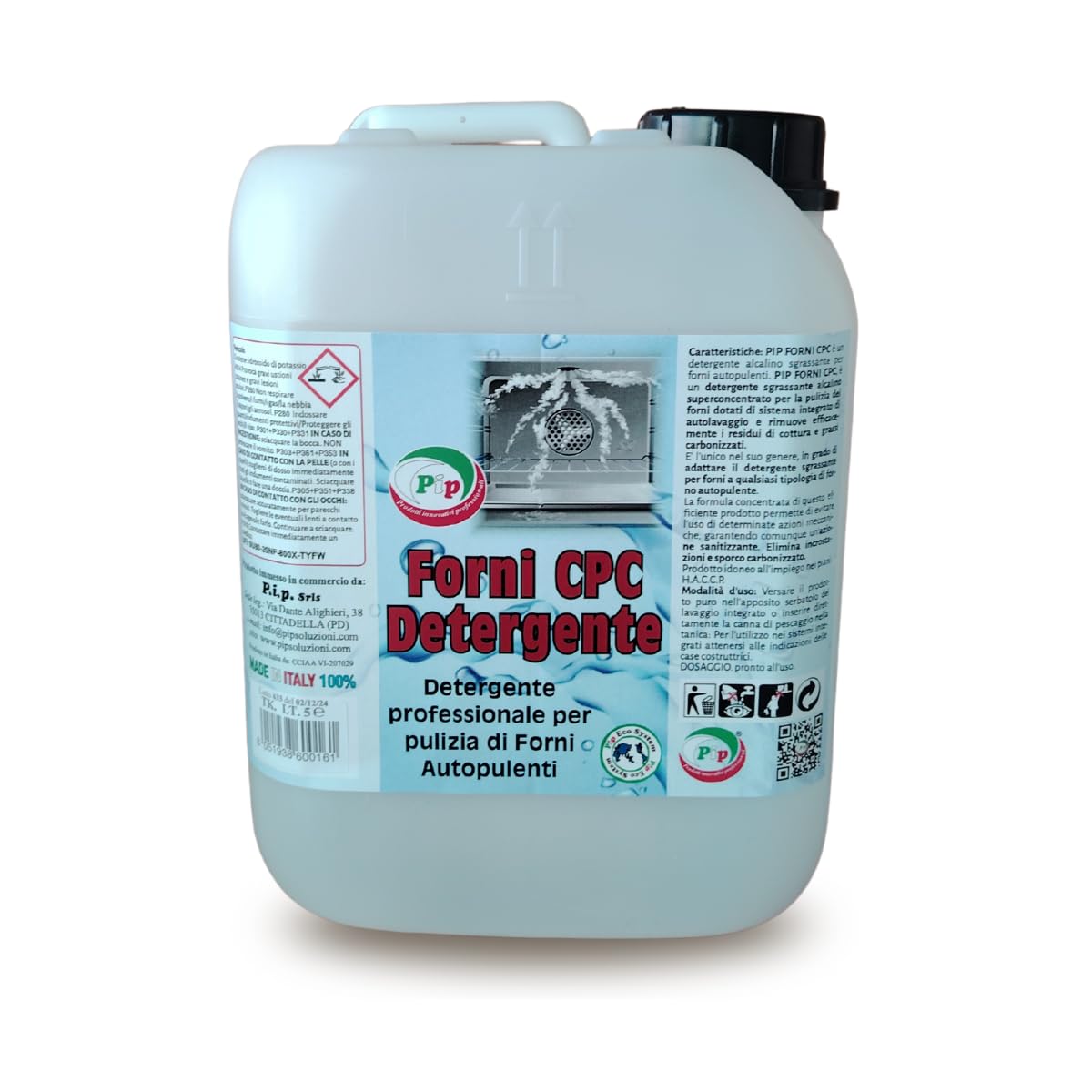 PIP Detergente Forno Autopulente Forni CPC, Alcalino, Prodotto Puliforno Sgrassante, Disincrostante, Professionale, Industriale, Biodegradabile, Tanica LT. 5 - Kg. 5,25 Pronto all'uso