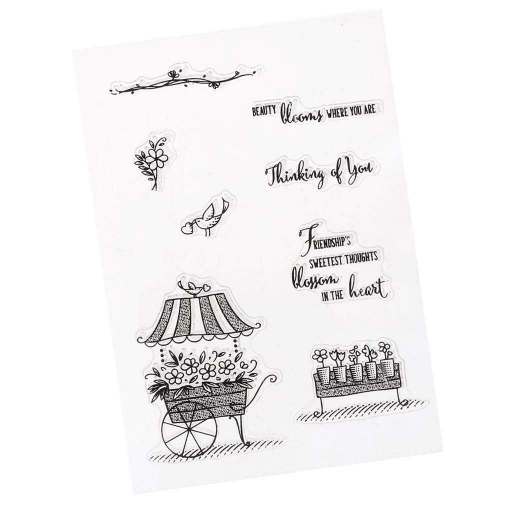 ELECTROPRIME Transparent Silicone Stamps Decorative Clear Stamp Sheets - Float and Words