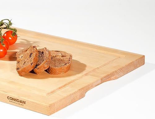 Miniatura 8 de CONSDAN Tabla de cortar de madera para cocina, 16 x 12, madera de abedul sólida, grano de borde, tabla de cortar, bloque de carnicero con ranura