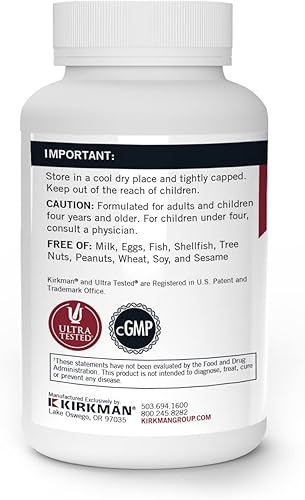 Miniatura 3 de Kirkman 's purest Calcio 200 mg - Hipoalergénico 120 Cápsulas Vegetarianas - Sin gluten y caseína