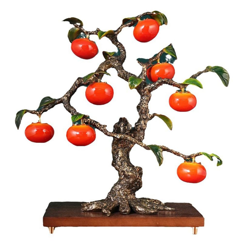Estatua de árbol de caqui de latón, figura vintage decoración mesa estante