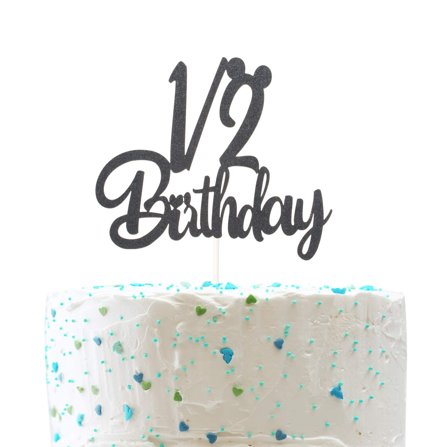 1 2 Birthday Cake Topper Happy 6 Months Mickey Half Birthday Baby Shower Party Decorations Double Sided Black Glitter Buy Online At Best Price In Ksa Souq Is Now Amazon Sa Grocery