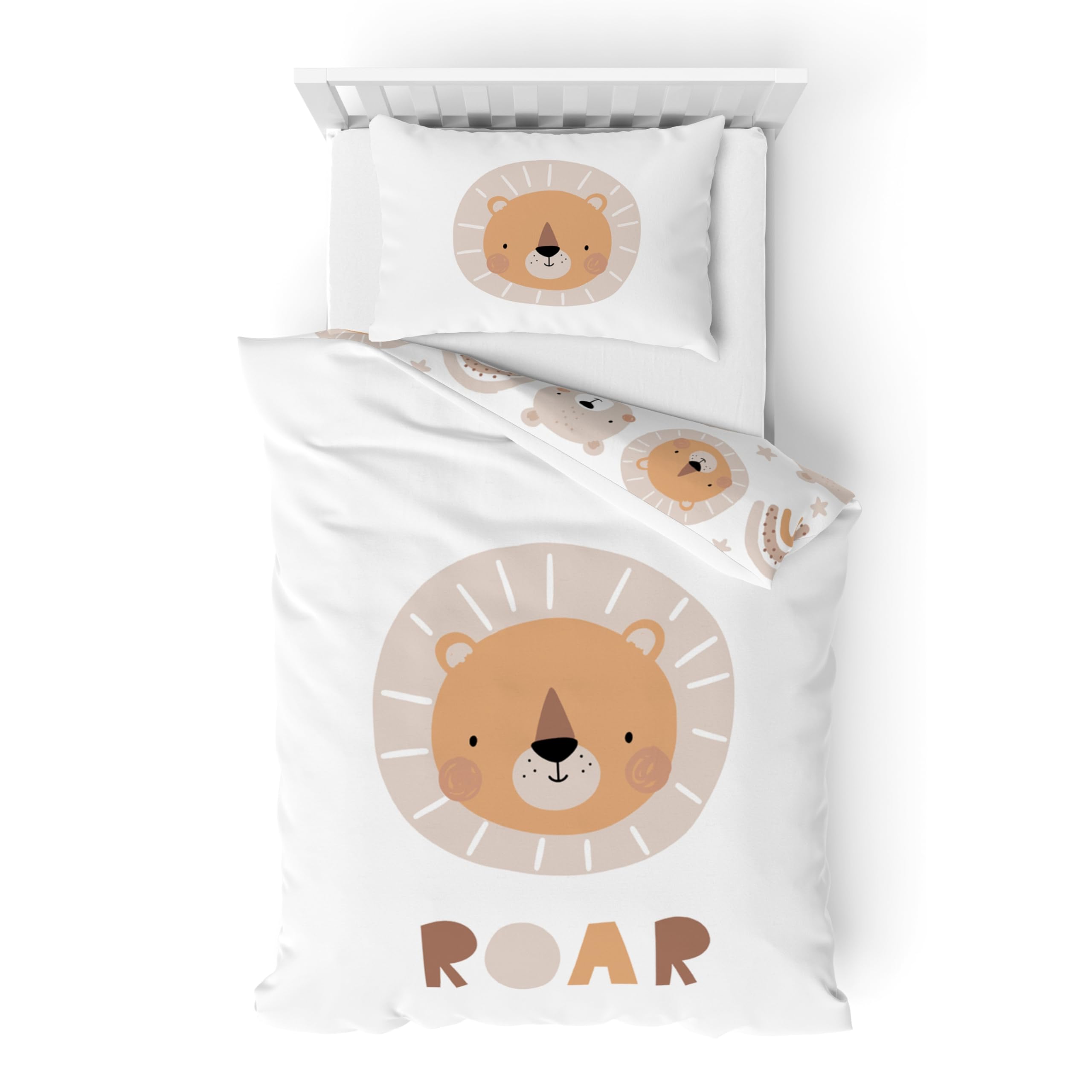 MTOnlinehandel Lion King baby bed linen, 135 x 100 cm, flannel/biber, 1 pillowcase 40 x 60 cm 1 duvet cover 100 x 135 cm. High-quality children's bed linen with zip