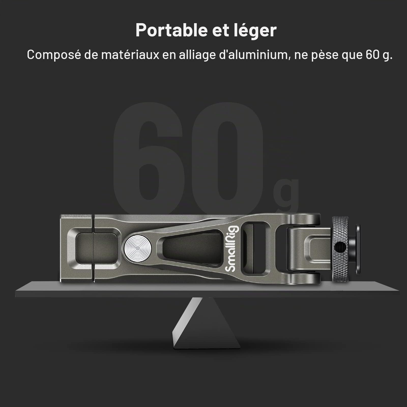 SMALLRIG Support de Téléphone Universel en Métal avec Cold Shoe et Trou Fileté 1/4"-20, Support de Caméra pour Téléphone Portable avec Rotation à 360° - 3559
