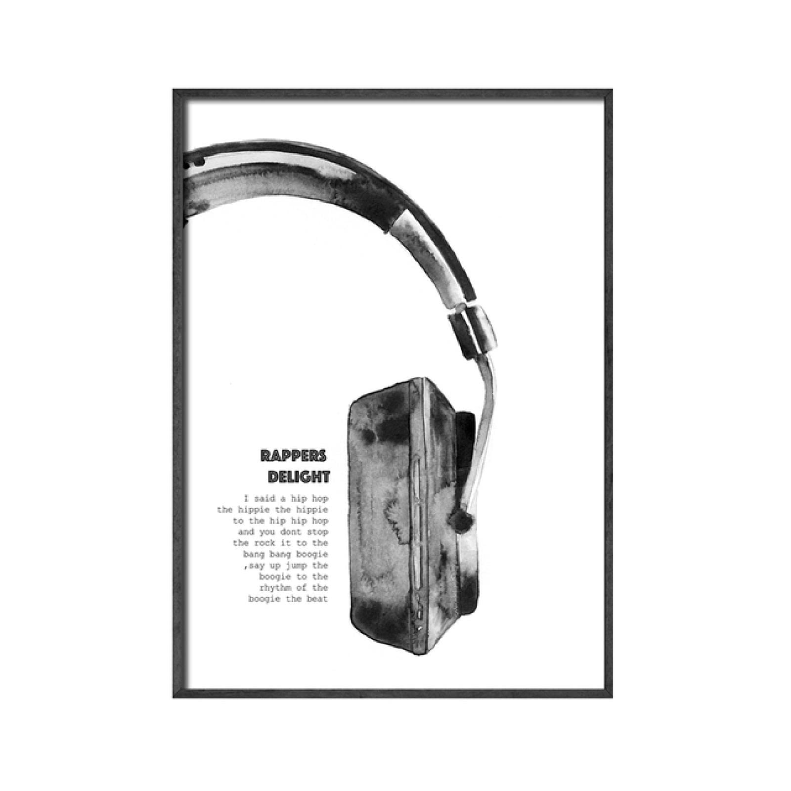 dsdsgog Noir Blanc Hip Hop Rappeur Paroles Musique Citation Toile Peinture Affiches et Impressions Casque Mur Art Garçon Salle De Jeux Décor À La Maison 50x70cmx2 Sans Cadre