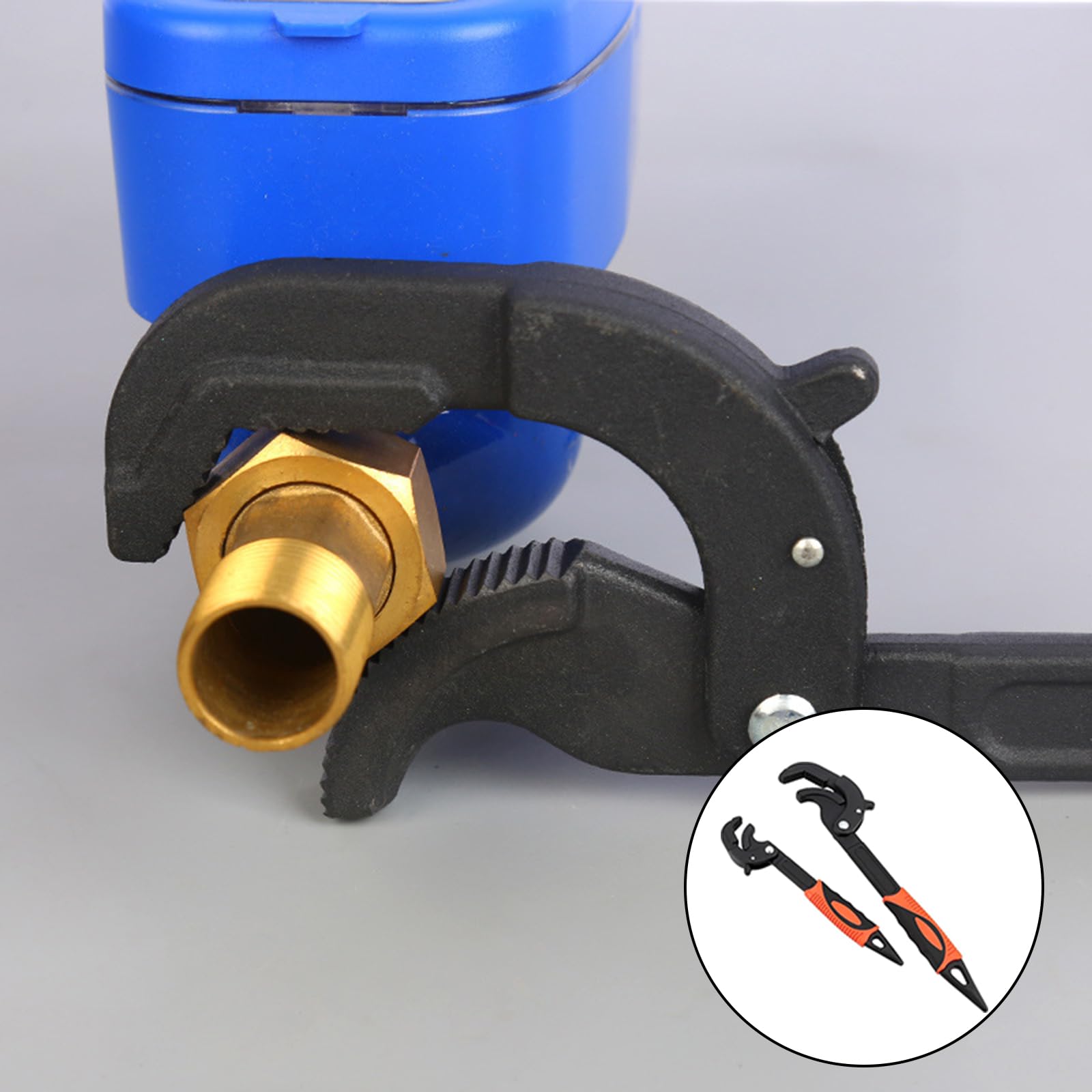 HOIGON 4 llaves ajustables de 10 pulgadas y 15 pulgadas, capacidad de 14 mm a 60 mm, llave multifunción autoajustable, juego de llaves de tubo de agarre rápido con mango antideslizante