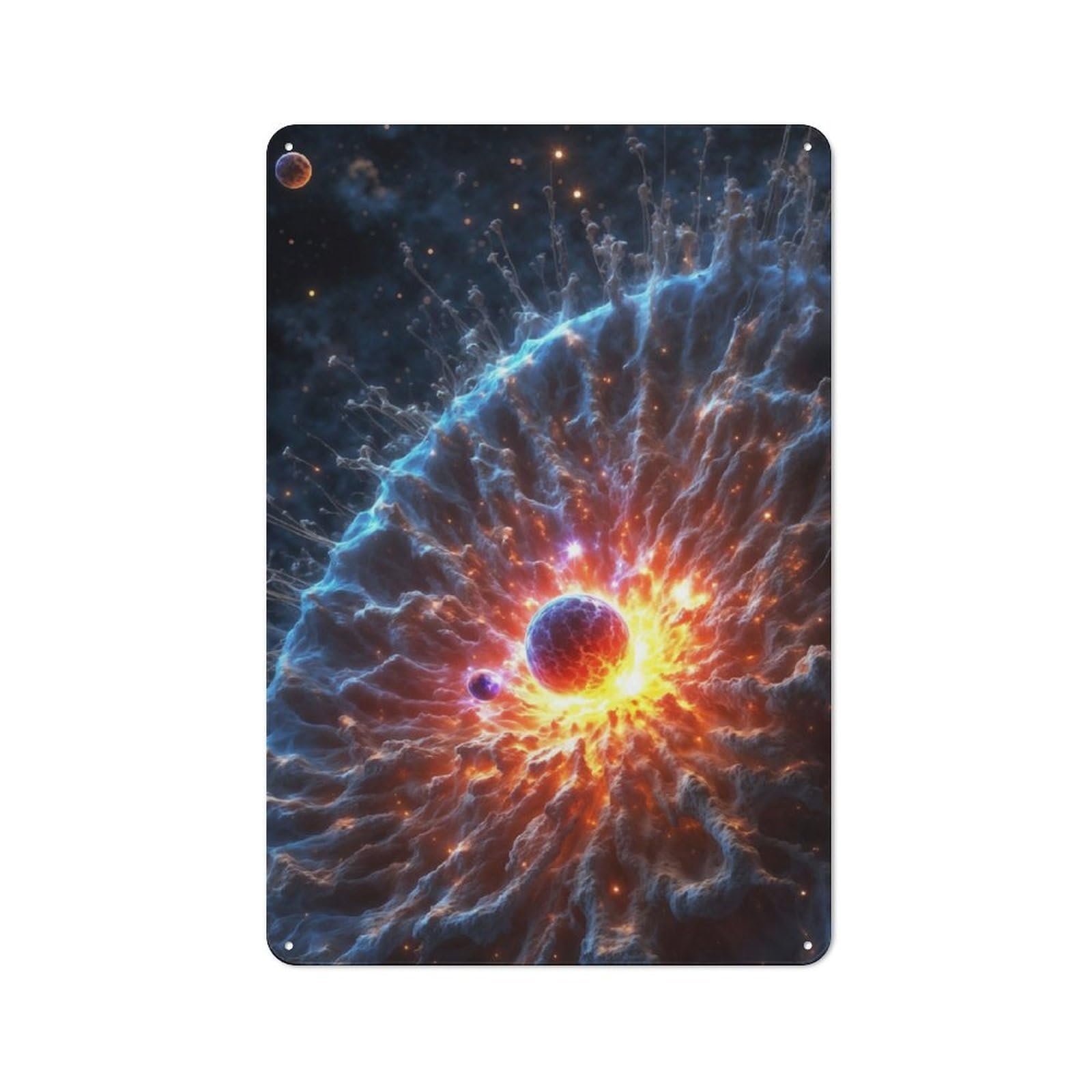 Junmoney Cosmic Explosion Rustic Metal Sign 30X20cm For Living Room Wall, With Clear Rustic Wall Decor Character