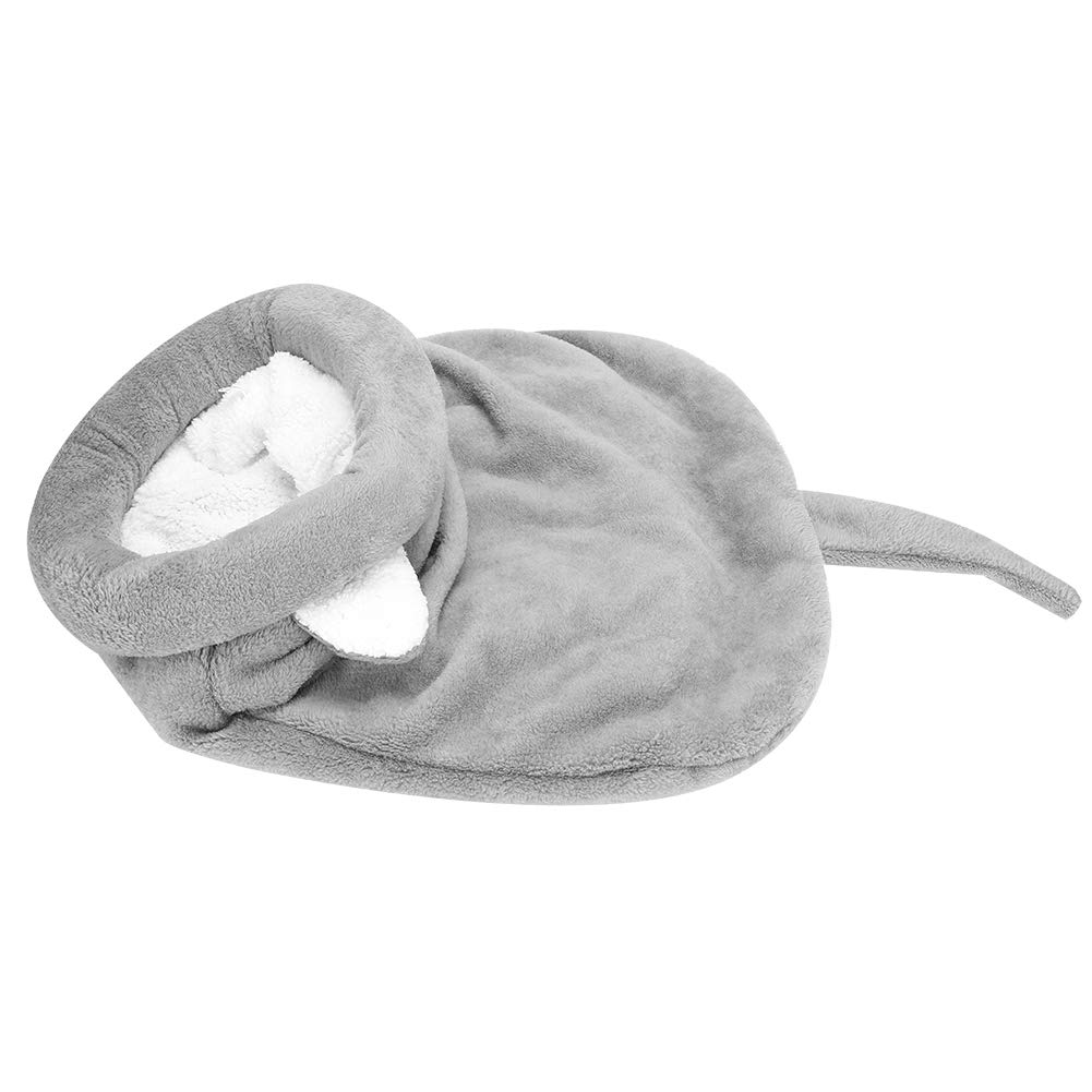 Cat Bed Cave Sleeping Bag, Soft Plush Cat Bed Calming Self Warming Cave Sleeping Bag Comfortable Puppy Cats Kennel (Gray)