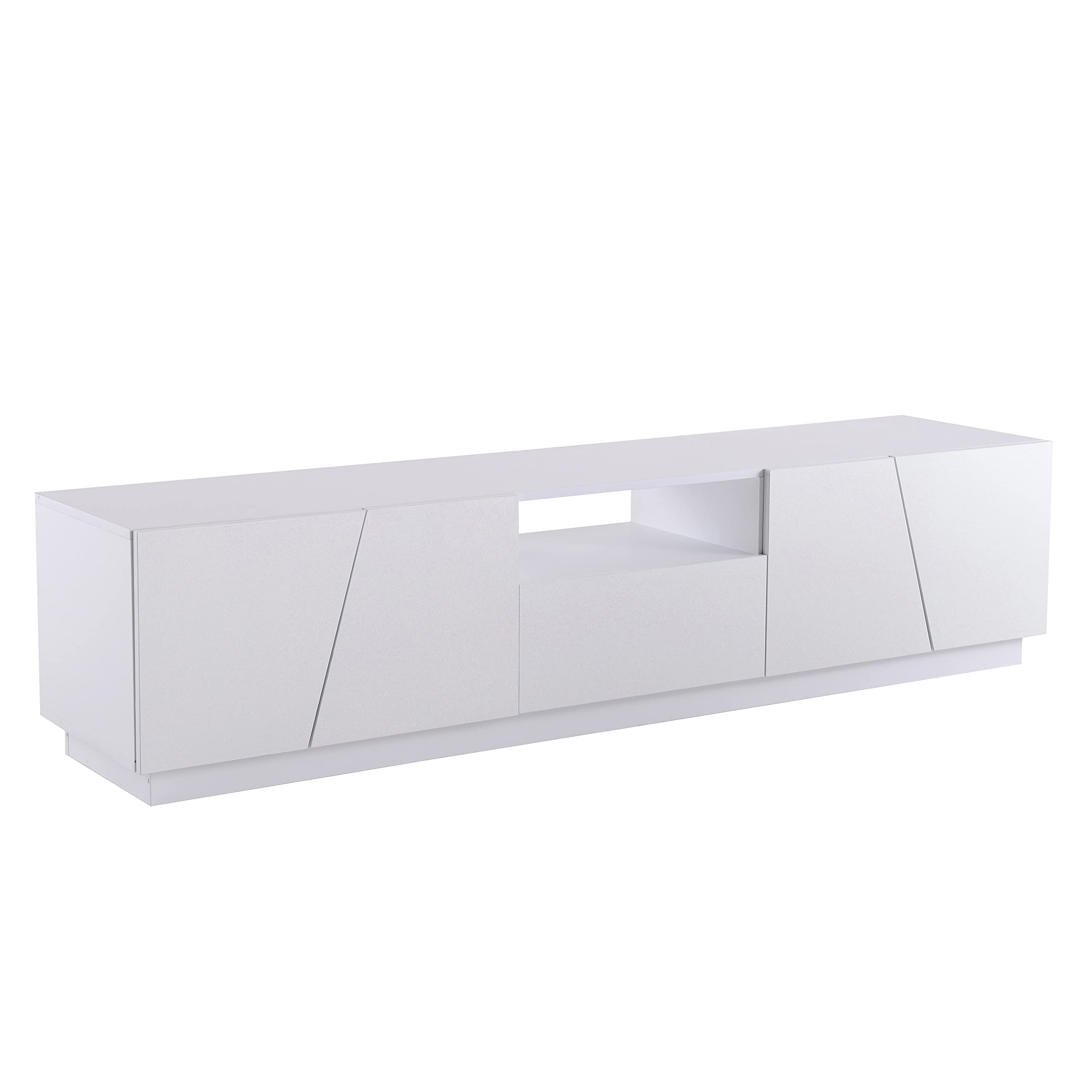 180 x 40 x 48 cm, armario de TV con forma de L y cajones, armario de salón, adecuado para televisores de 75 pulgadas, blanco y negro
