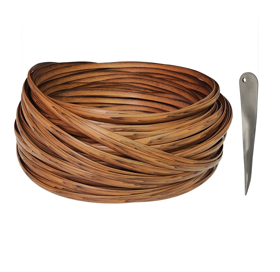 Feyart 114ft 8mm All Weather Rattan + Weaving Tool, Repair Kit for Rattan Garden Furniture Set Table Chair Sofa, Wood Brown