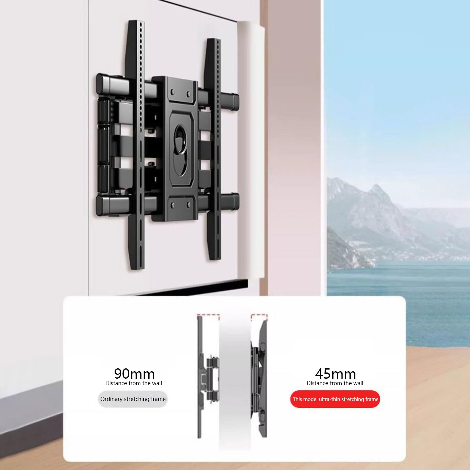 Generisch Desde 1 soporte de pared global con inclinación y rotación para televisores de 40 a 80 pulgadas Estructura totalmente metálica, resistente a la intemperie, soporte de pared modificable