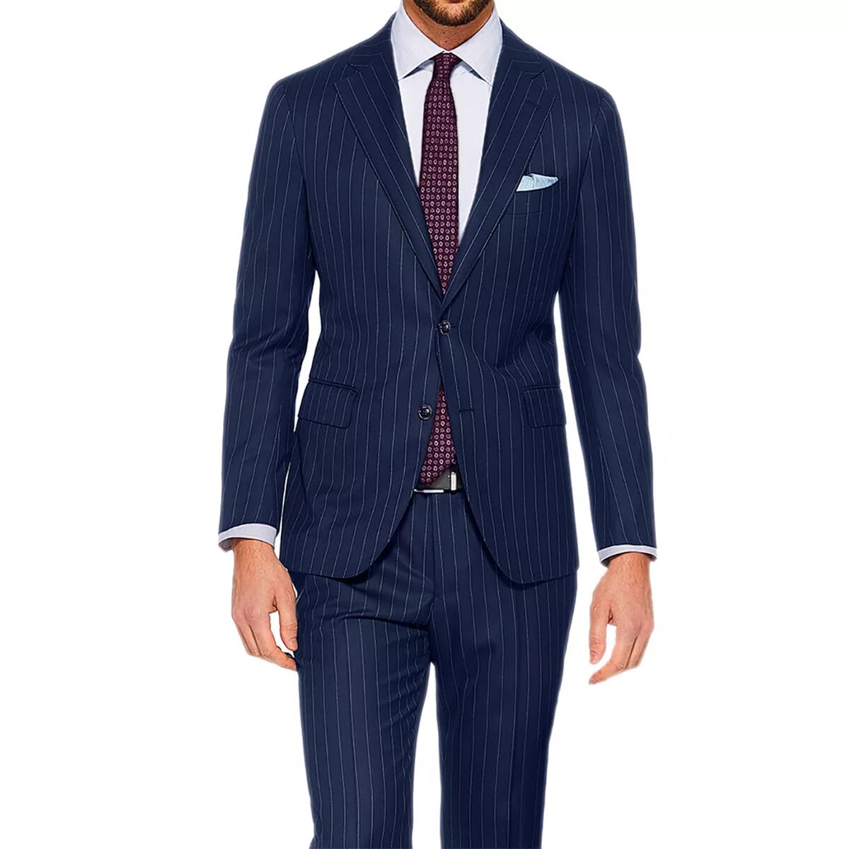 Abito Elegante da Uomo Gessato Tutte Le Stagioni Completo Giacca e Pantalone Vestito a Righe Formale Due Pezzi Casual Elegante Matrimonio