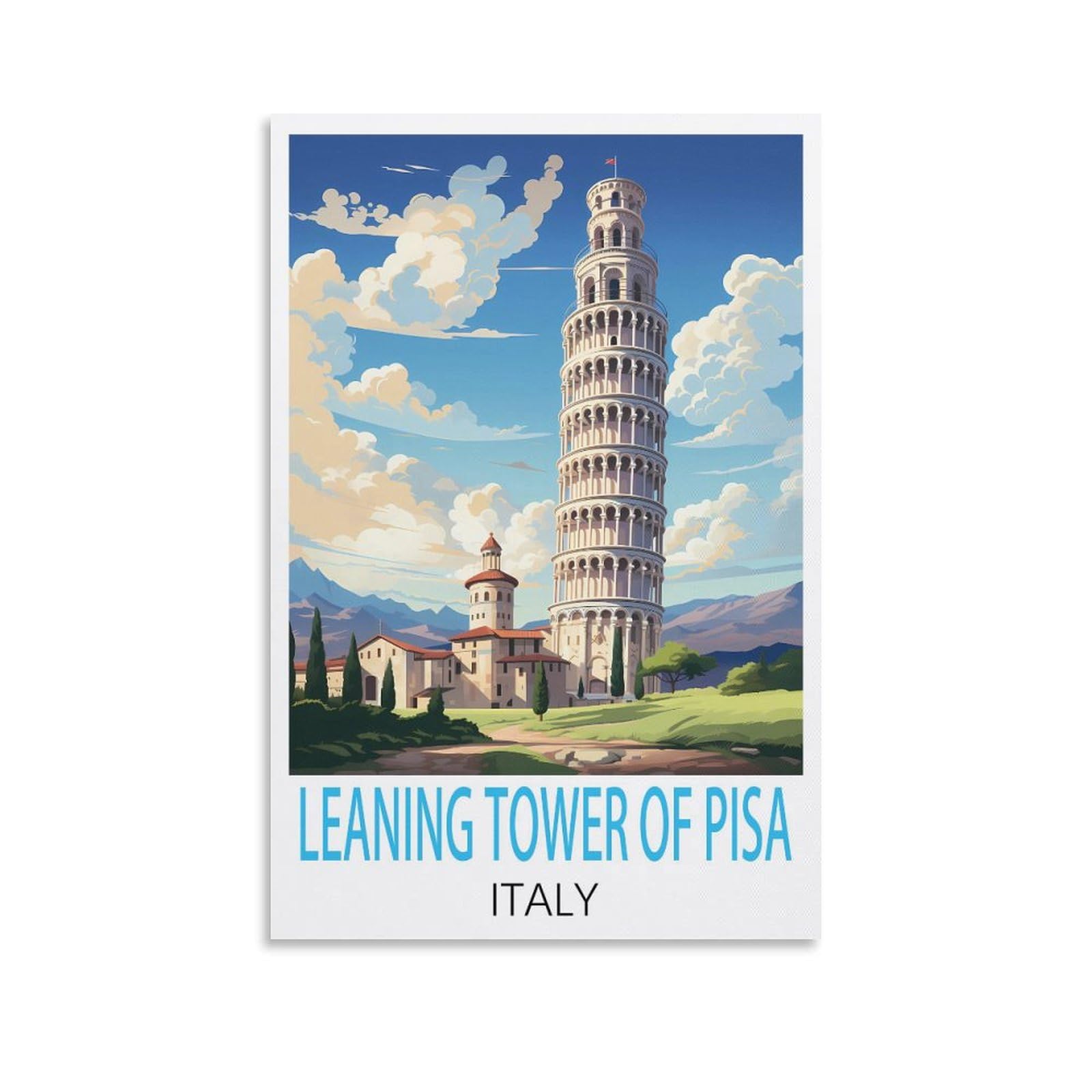 Vintage Metal Tin Signs Leaning Tower of Pisa Italys,Travel Tin Signs Metal Poster Wall Decor Office Cafe Bathroom Badroom 30x30cm
