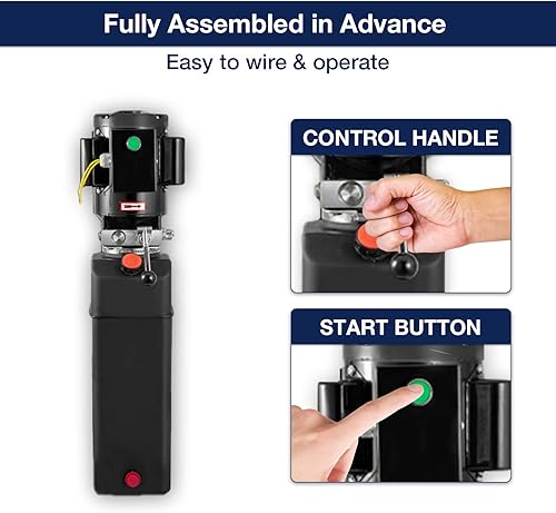 Miniatura 55 de Unidad de potencia hidráulica, bomba hidráulica de 3 cuartos de galón, bomba de remolque de descarga de doble efecto, bomba hidráulica de depósito