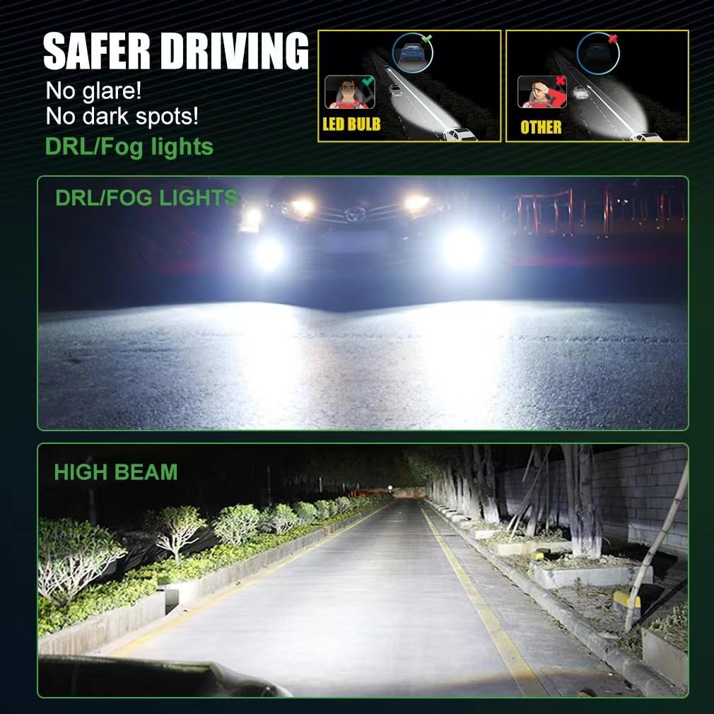 SageSunny H15 Bombilla LED 6000K blanca Anti error OBD Iluminación LED de luz de carretera y luz de circulación diurna para Golf mk6 mk7 Touareg Touran A3 Vito - 70W 8000lm, 18 meses de garantía