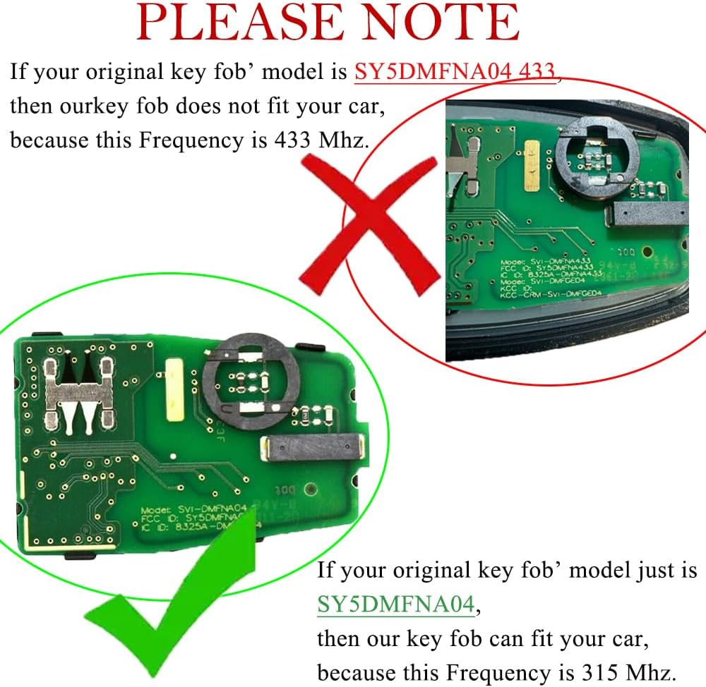 MechanMagic Smart Key Fob Keyless Entry Fits for Hyundai Santa Fe 2013 2014 2015 2016 2017 2018 Remote Control Key Replacement SY5DMFNA04 95440-4Z200