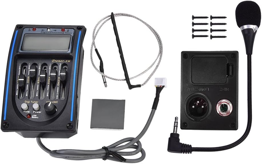 5 Band EQ Equalizer Guitar Preamp Piezo Pickup Tuner with LCD Display for Acoustic Guitar Acoustic Pickups Guitar Pickup Acoustic Guitar Pickup Acoustic Guitar preamp System