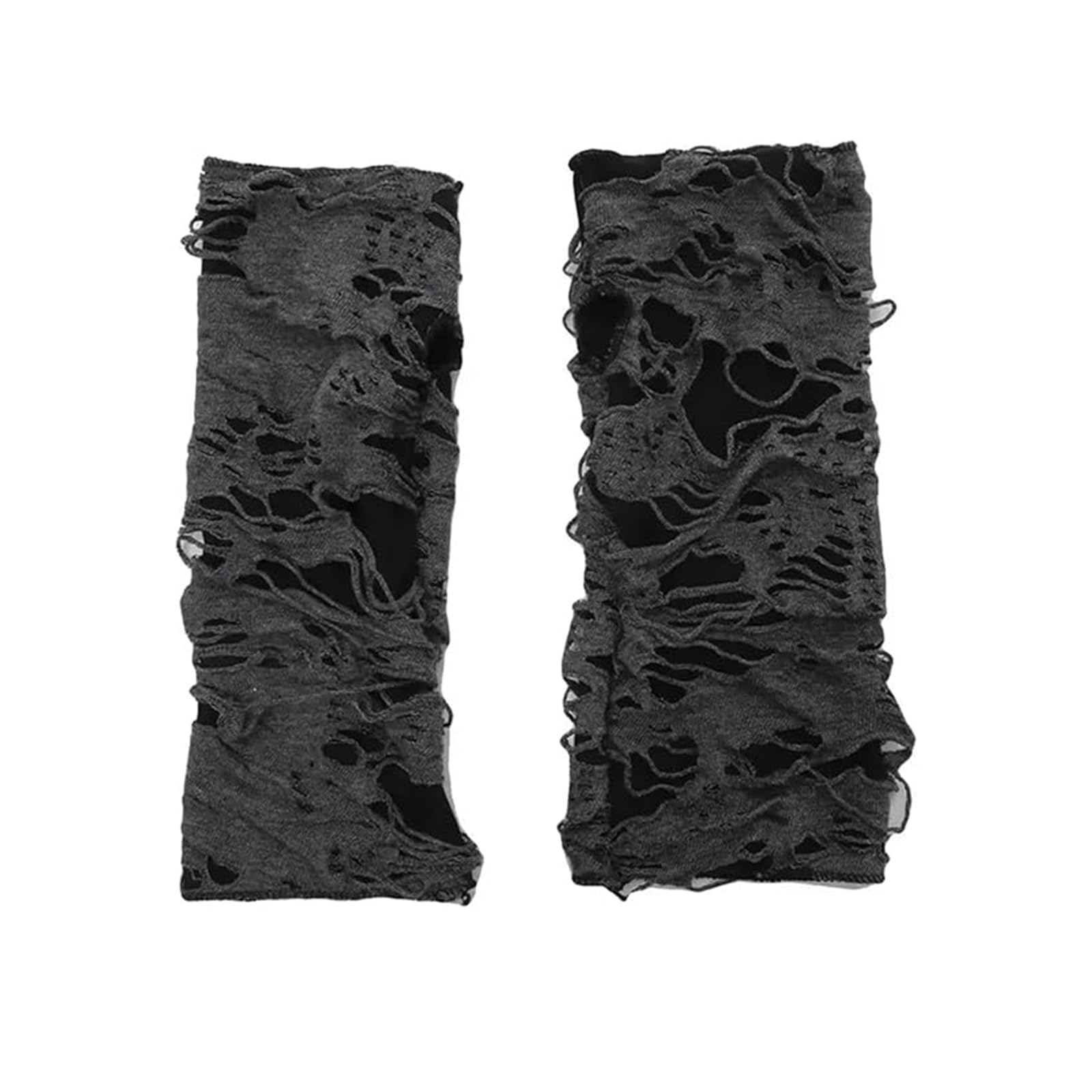 XuananCool One Pair Punk Fingerless Gloves for Women Men, Y2K Emo Gothic Accessories, Ripped Hole Arm Warmers for Halloween Costume Party