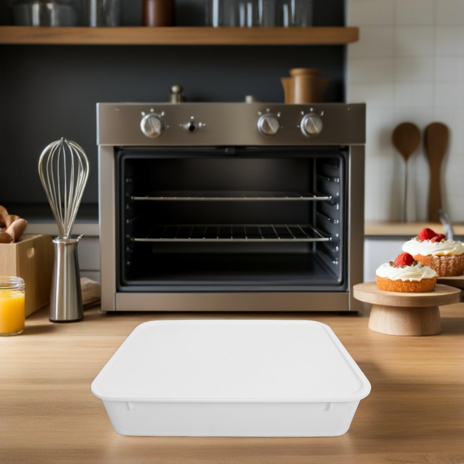 Contenitore Rettangolare Impilabile per Pane e Impasto Bianco in Plastica