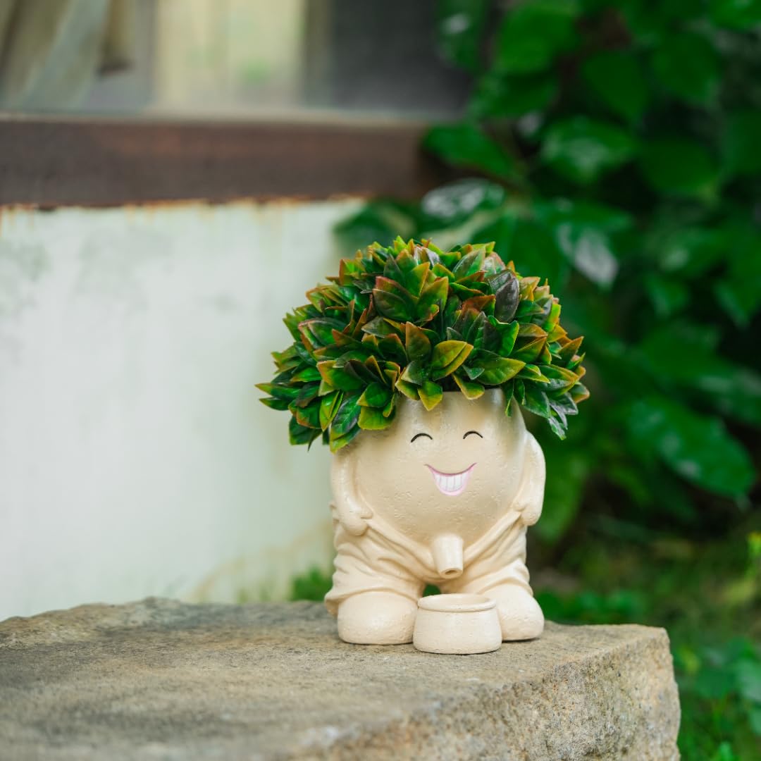 Maceta de cara sonriente con agujero de drenaje, bonitas macetas de cara de cactus divertidas macetas de oficina, juego de regalo novedoso, macetas suculentas únicas para plantas de interior
