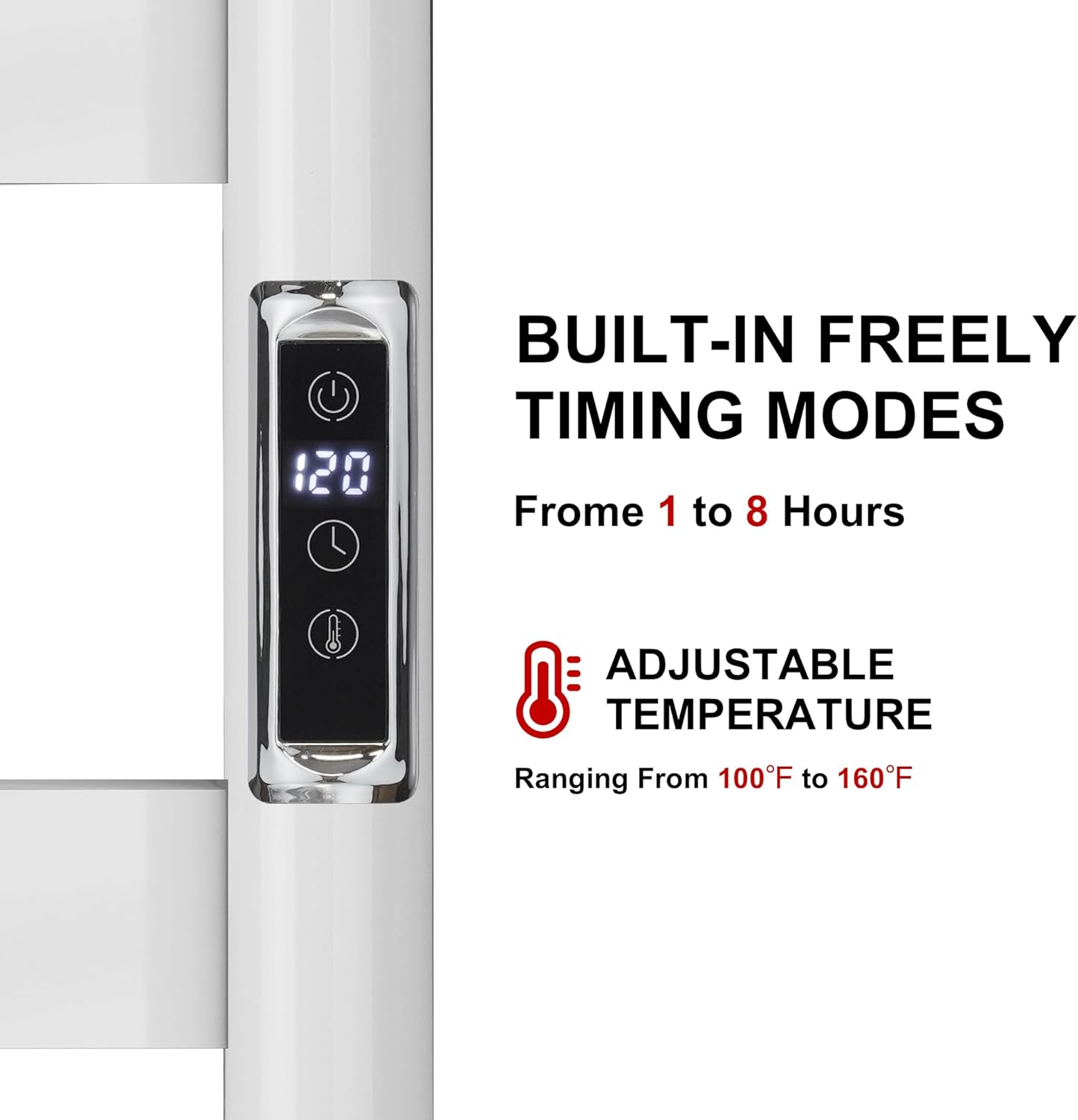 Heated Wall Mounted Electric Towel Warmer Rack,Timer & Temperature Control, 8 Bar Stainless Steel Towel Heater for Bathroom (White, 8 Bars)
