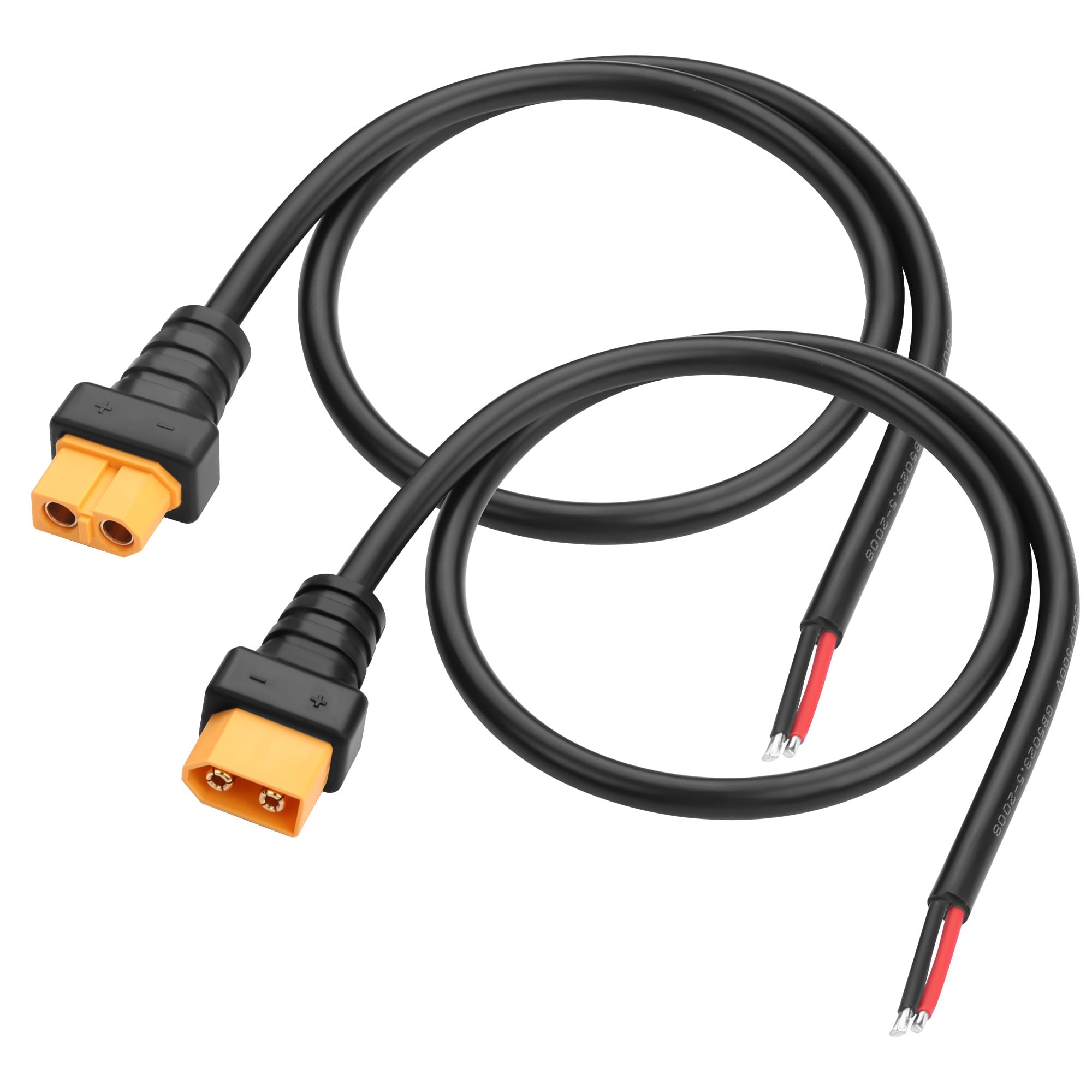 TIENFOKOTA XT60 Power Pigtails Cable,14AWG 24V XT60 Male to Female Plug to Open Bare Power Cord for Remote Controlled Car Solar Panel LED Light Strip 1 Pair