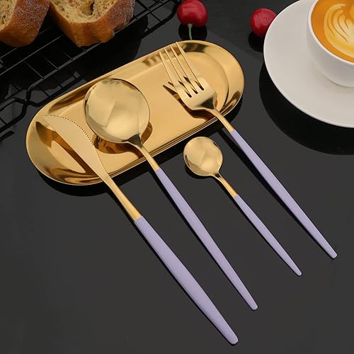 Miniatura 123 de JASHII Juego de cubiertos de 24 piezas con caja de regalo, juego de cubiertos de acero inoxidable para 6, regalo de inauguración de la casa, mango