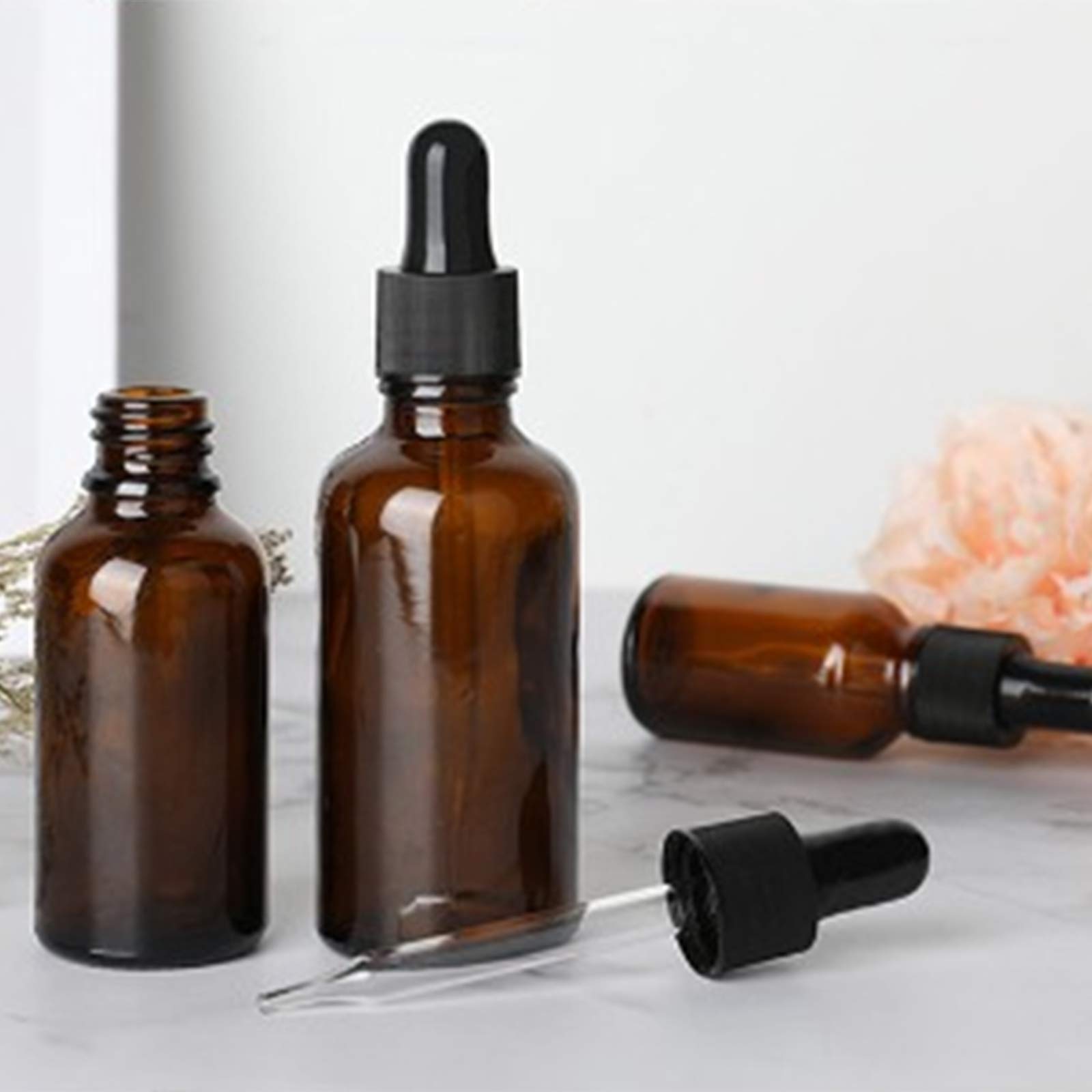 Leere Tropfflasche Bernstein ätherisches Öl Glas Aromatherapie Flüssigbraun 10-100 Ml Tropfen Für Massage Pipettenflaschen Nachfüllbar(Size:50ml)