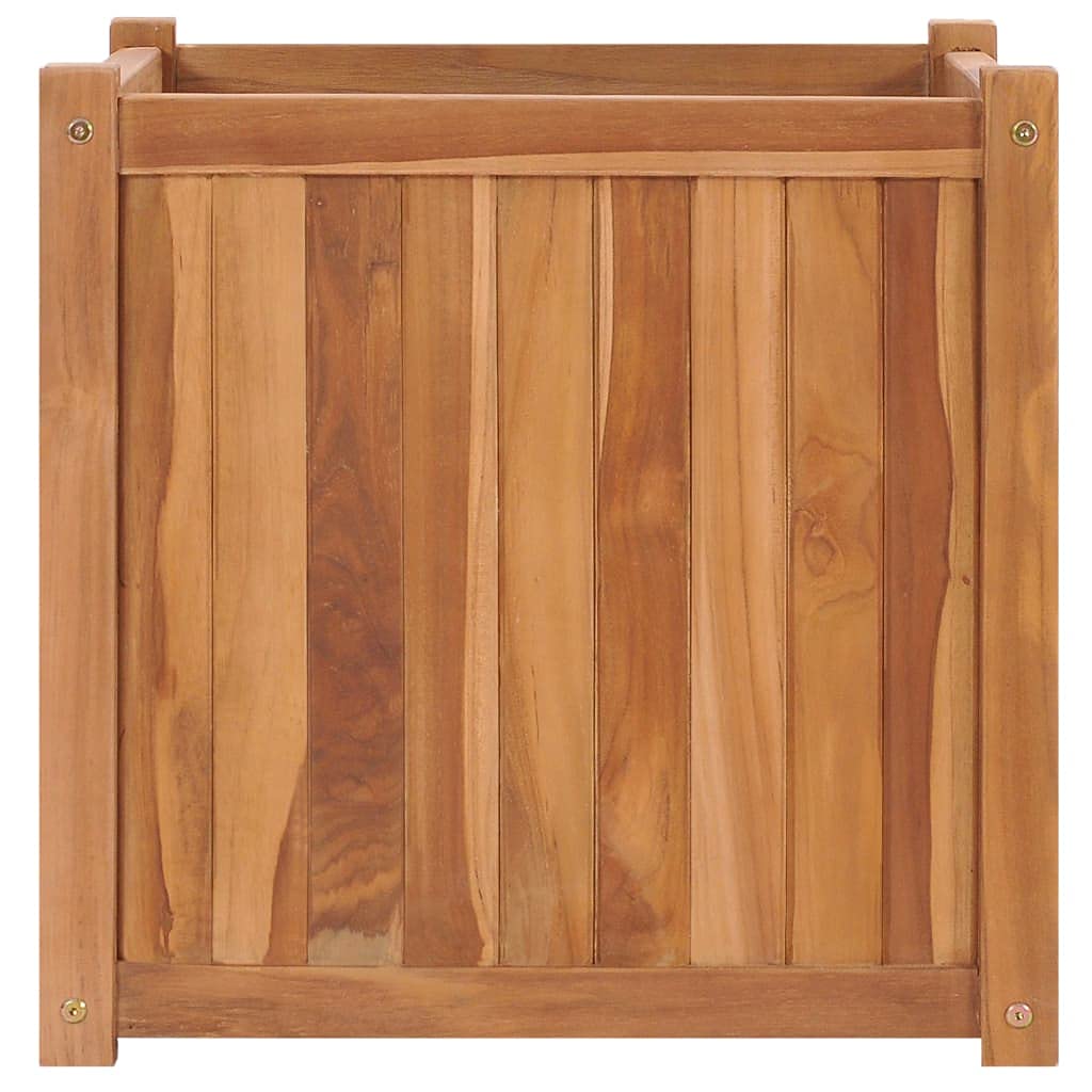 Podwyższona grządka z litego drewna tekowego, 50 x 50 x 50 cm, odporna na warunki atmosferyczne, do ogrodu, na balkon i taras, trwała donica na rośliny i warzywa